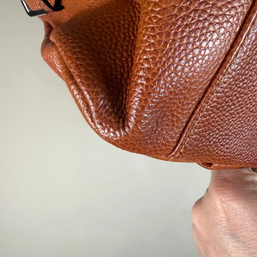 S-Zone Ombre Cognac Brown Pebbled Leather Hobo Shoulder Bag